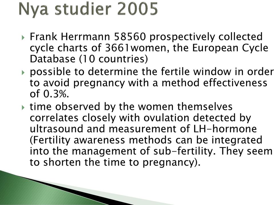 time observed by the women themselves correlates closely with ovulation detected by ultrasound and measurement of