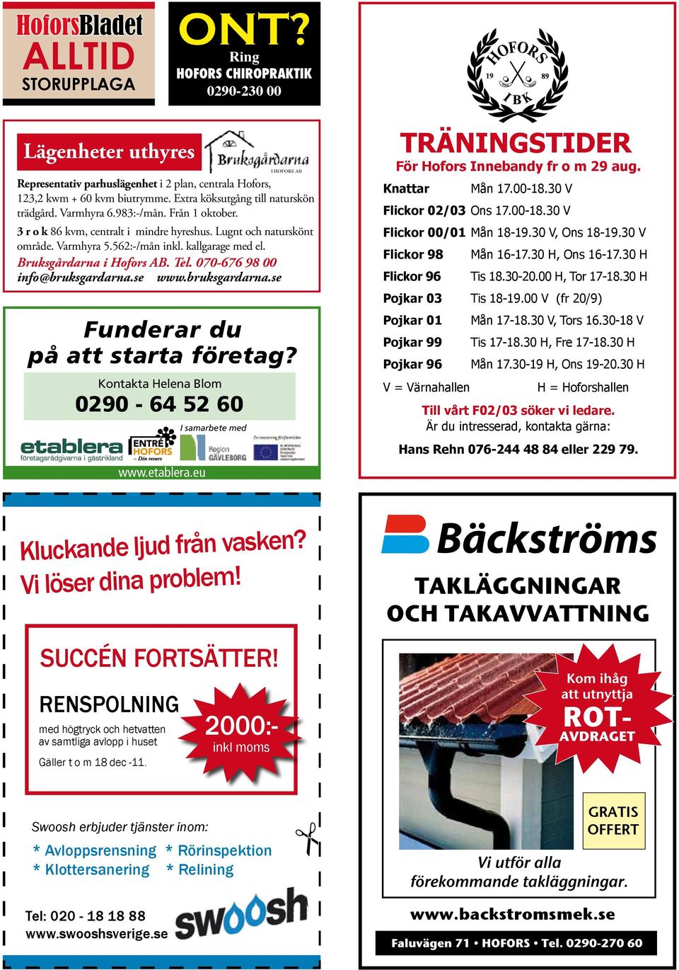 Bruksgårdarna i Hofors AB. Tel. 070-676 98 00 info@bruksgardarna.se www.bruksgardarna.se Funderar du på att starta företag? Kontakta Helena Blom 0290-64 52 60 www.etablera.