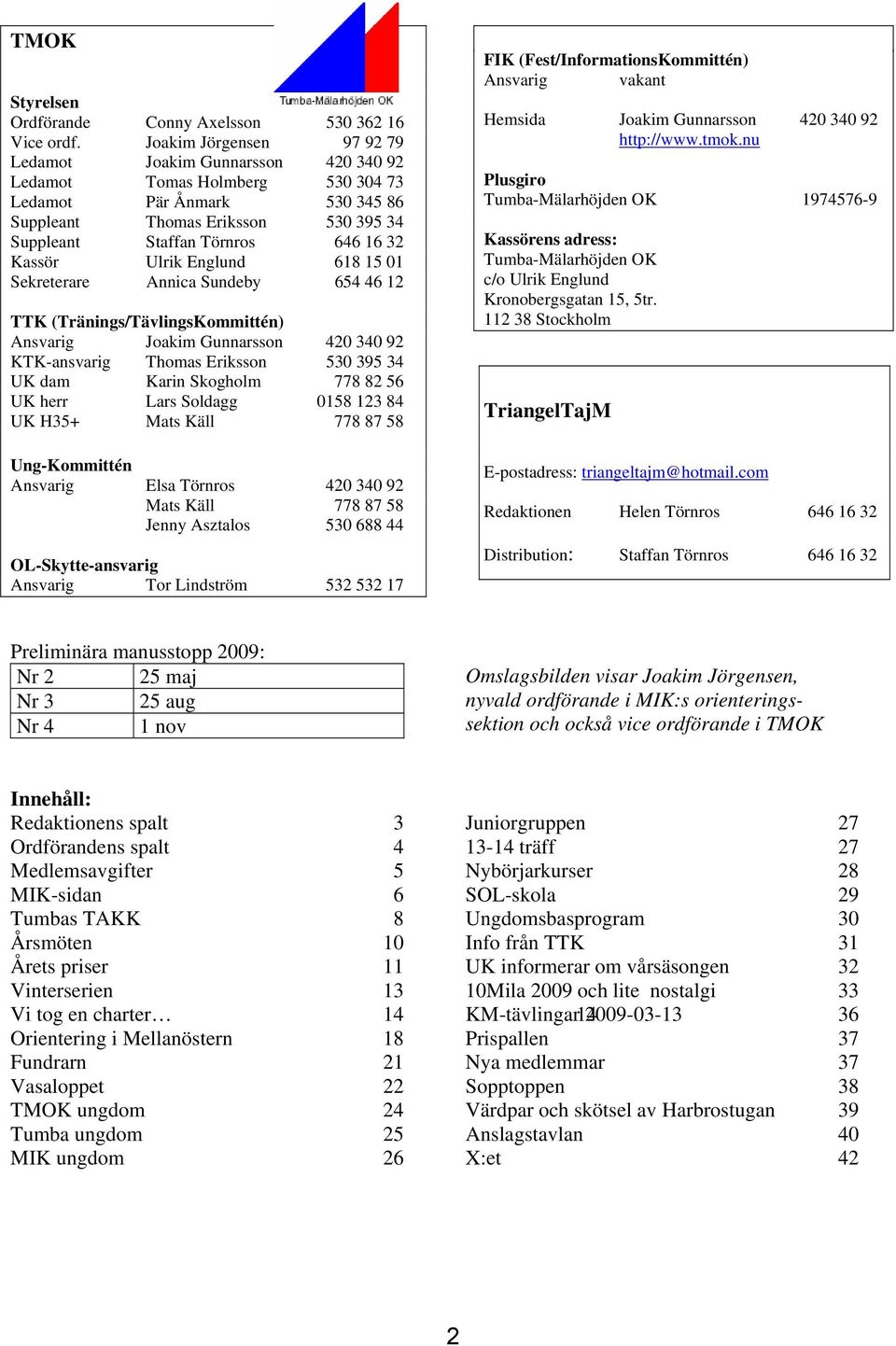 Kassör Ulrik Englund 618 15 01 Sekreterare Annica Sundeby 654 46 12 TTK (Tränings/TävlingsKommittén) Ansvarig Joakim Gunnarsson 420 340 92 KTK-ansvarig Thomas Eriksson 530 395 34 UK dam Karin