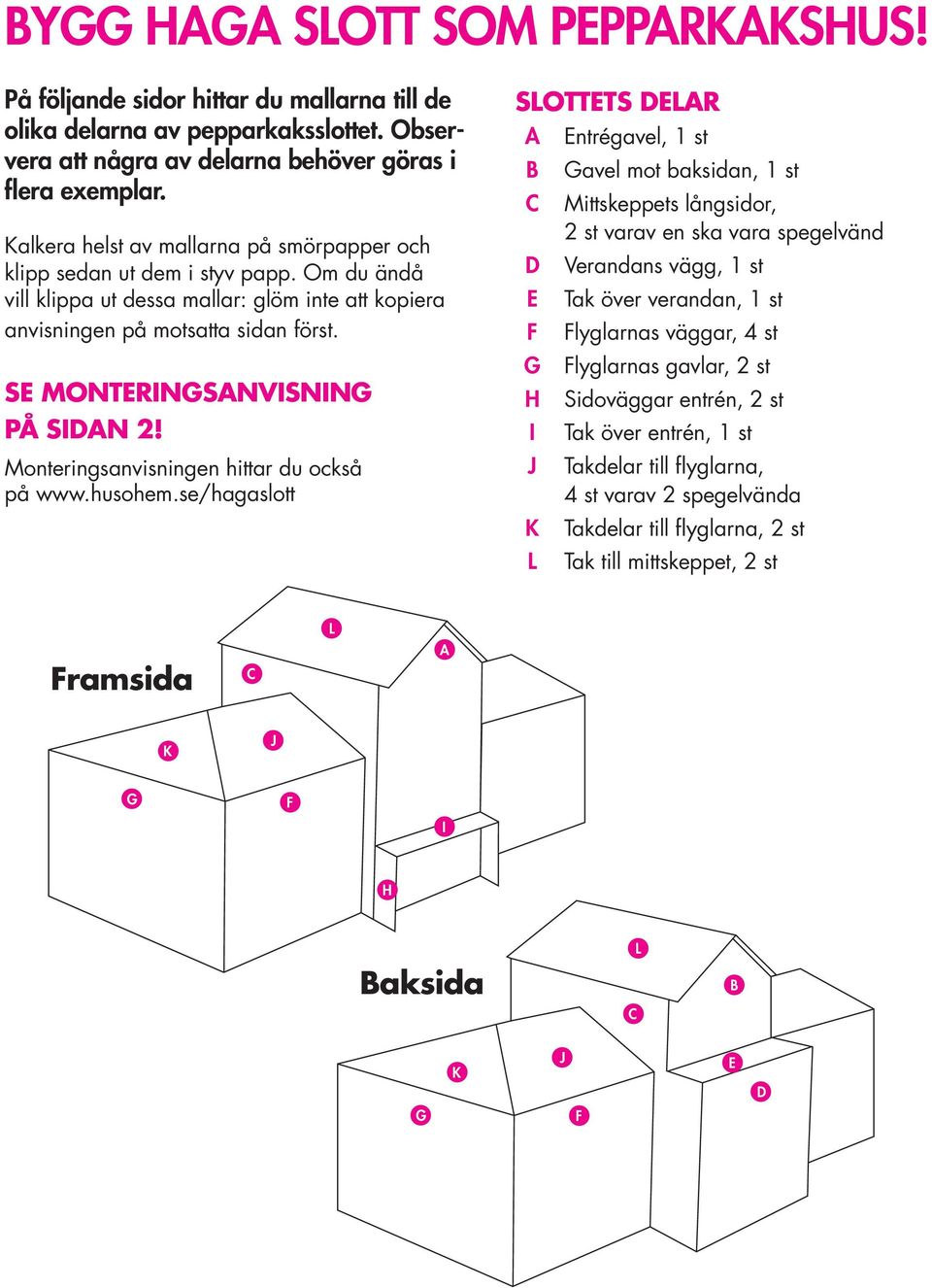 Se monteringsanvisning på sidan 2! Monteringsanvisningen hittar du också på www.husohem.