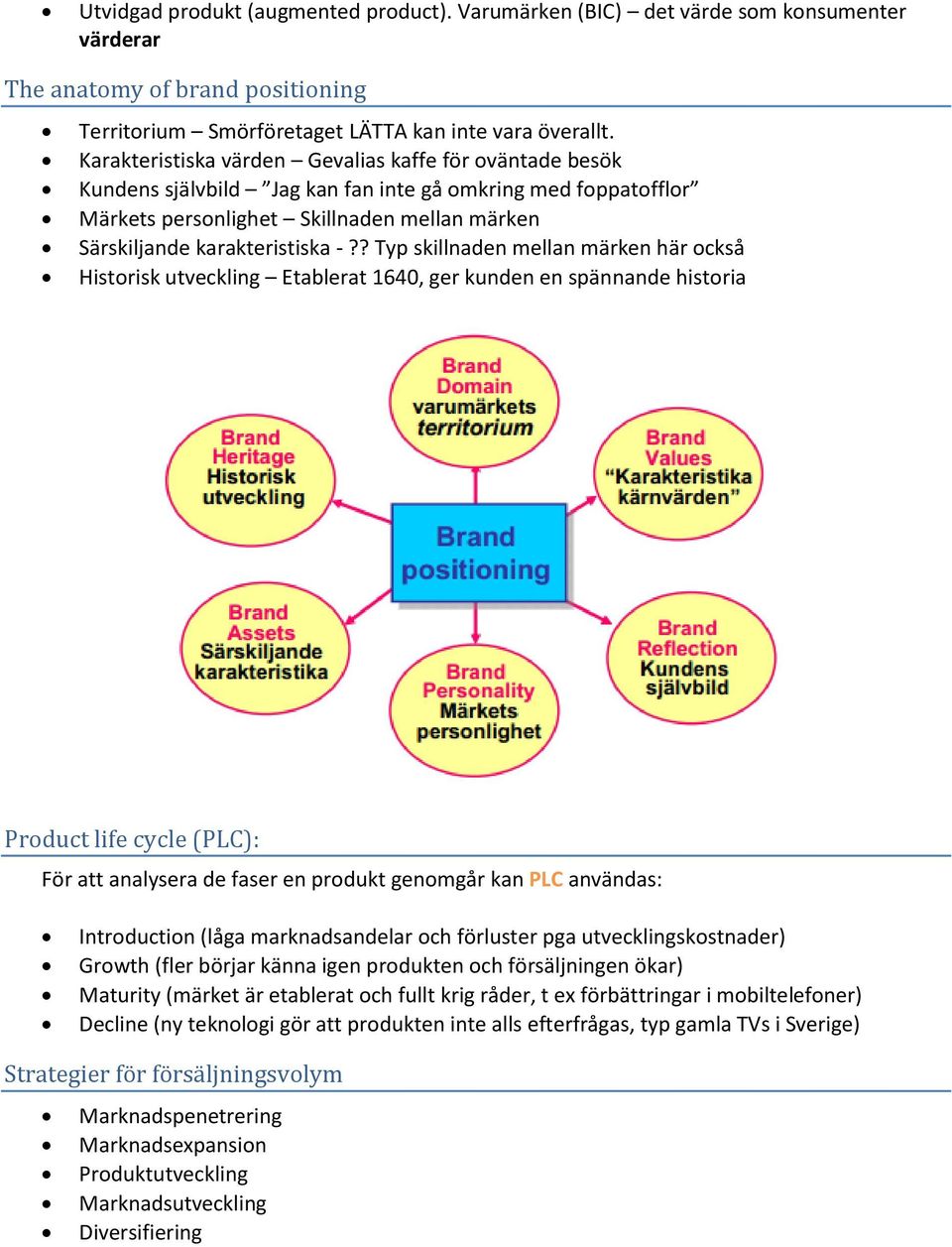 ? Typ skillnaden mellan märken här också Historisk utveckling Etablerat 1640, ger kunden en spännande historia Product life cycle (PLC): För att analysera de faser en produkt genomgår kan PLC