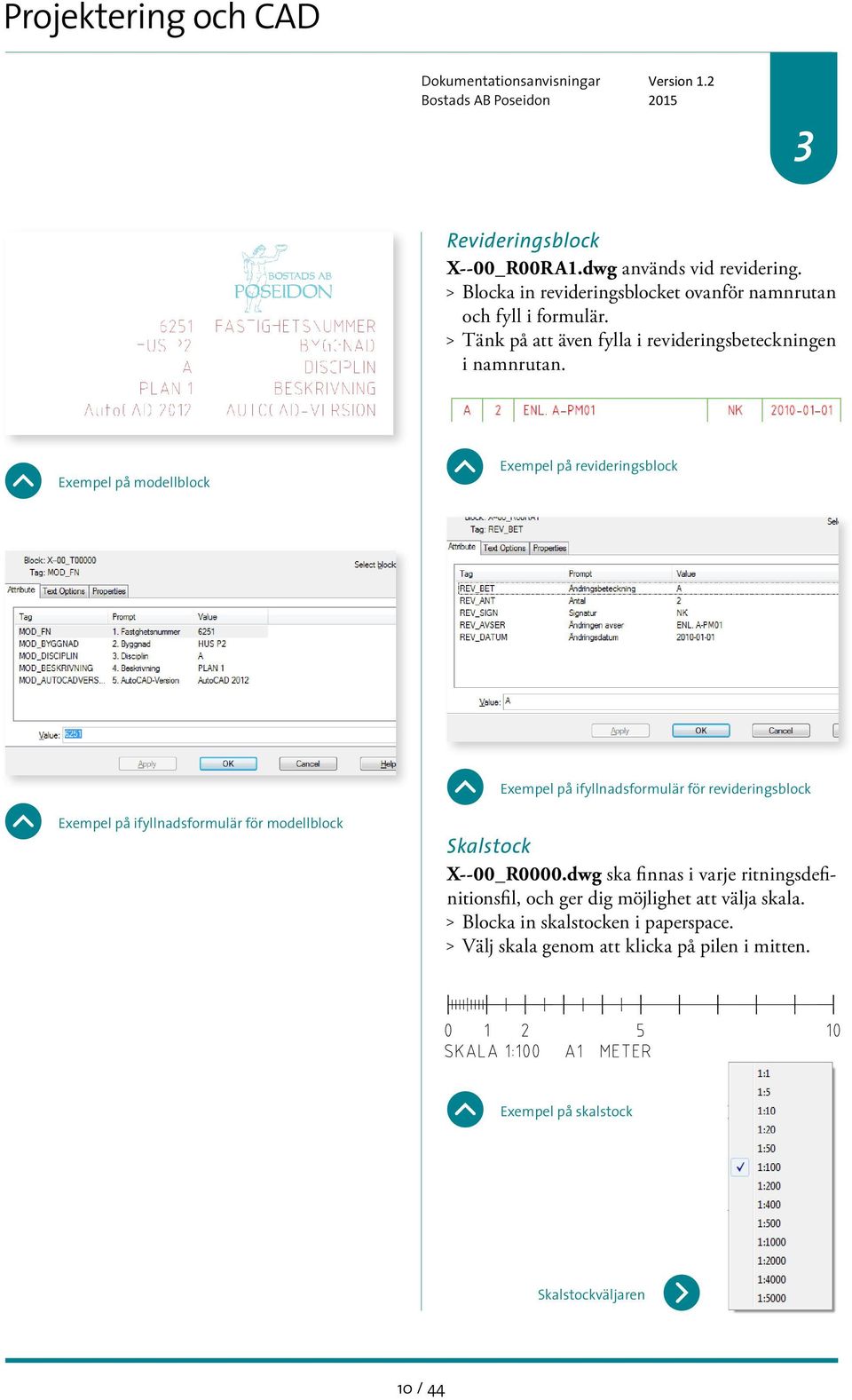 Exempel på modellblock Exempel på revideringsblock Exempel på ifyllnadsformulär för revideringsblock Exempel på ifyllnadsformulär för modellblock