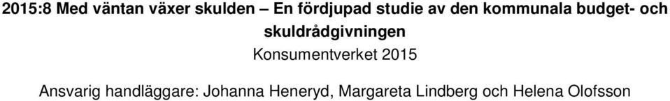 skuldrådgivningen Konsumentverket 2015 Ansvarig