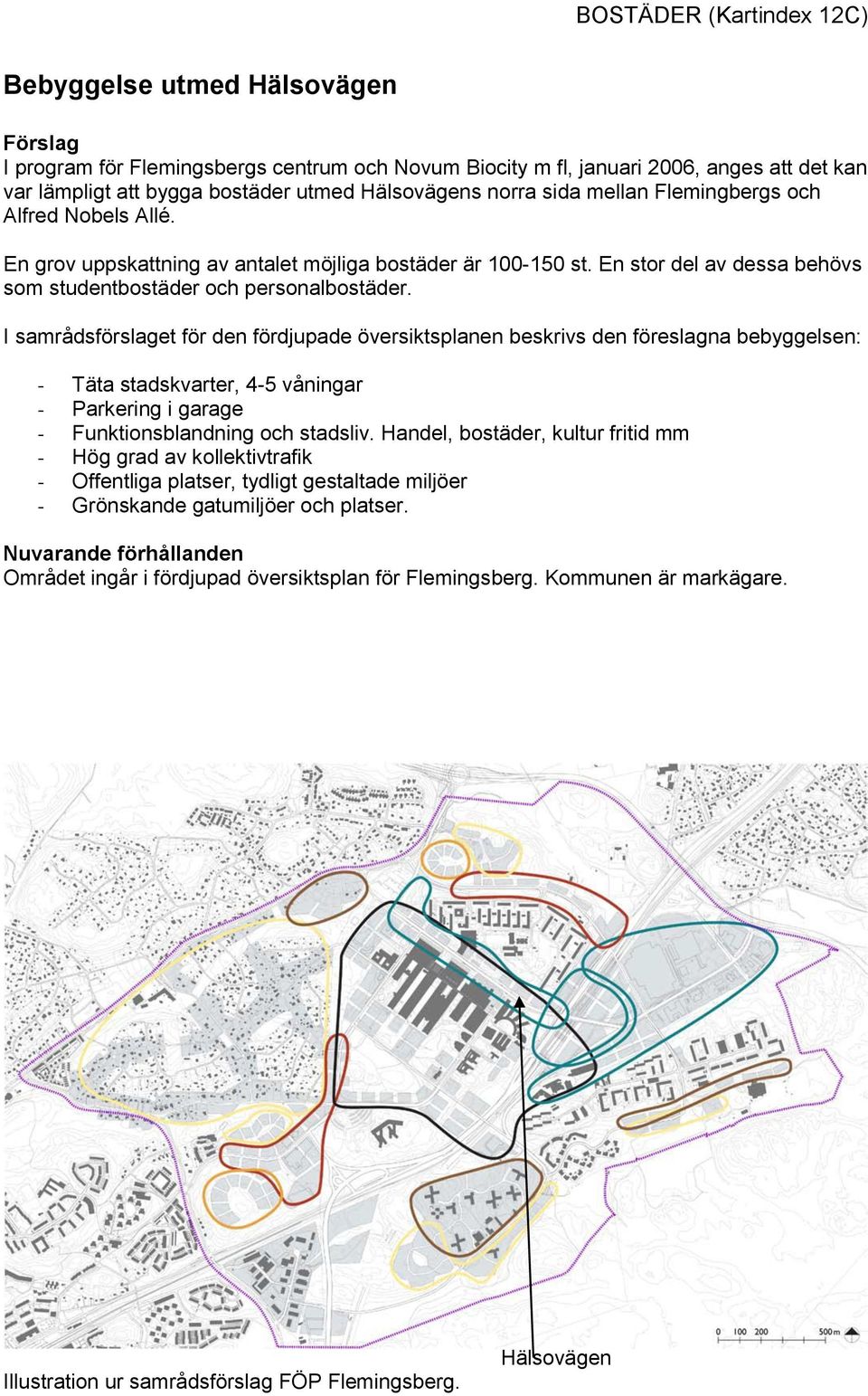 I samrådsförslaget för den fördjupade översiktsplanen beskrivs den föreslagna bebyggelsen: - Täta stadskvarter, 4-5 våningar - Parkering i garage - Funktionsblandning och stadsliv.