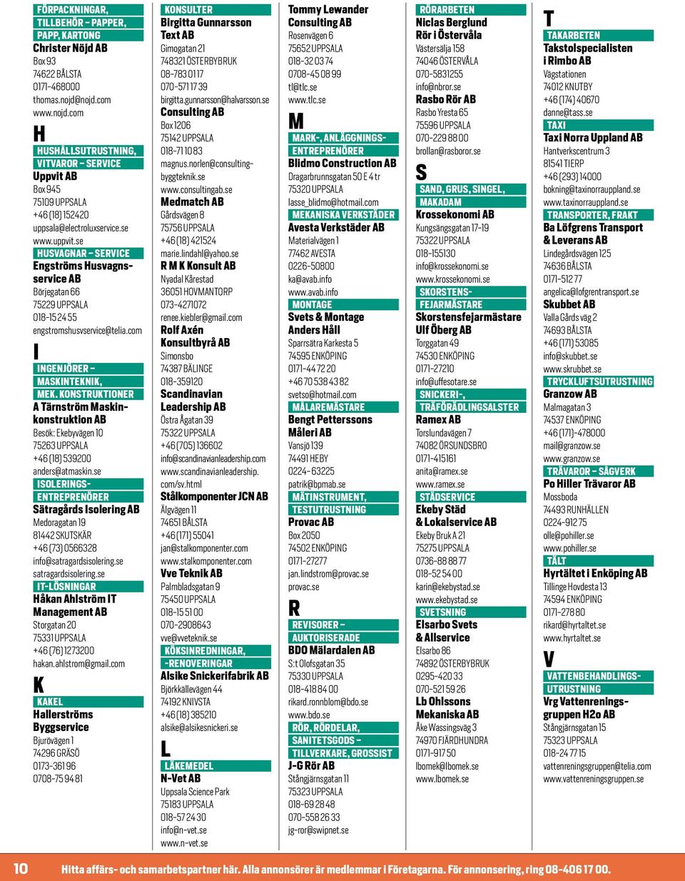 ONUON A ärnström askinkonstruktion esök: kebyvägen 10 75263 UPPALA +46 (18) 539200 anders@atmaskin.se OLNG- NPNÖ ätragårds solering edoragatan 19 81442 UÄ +46 (73) 0566328 info@satragardsisolering.