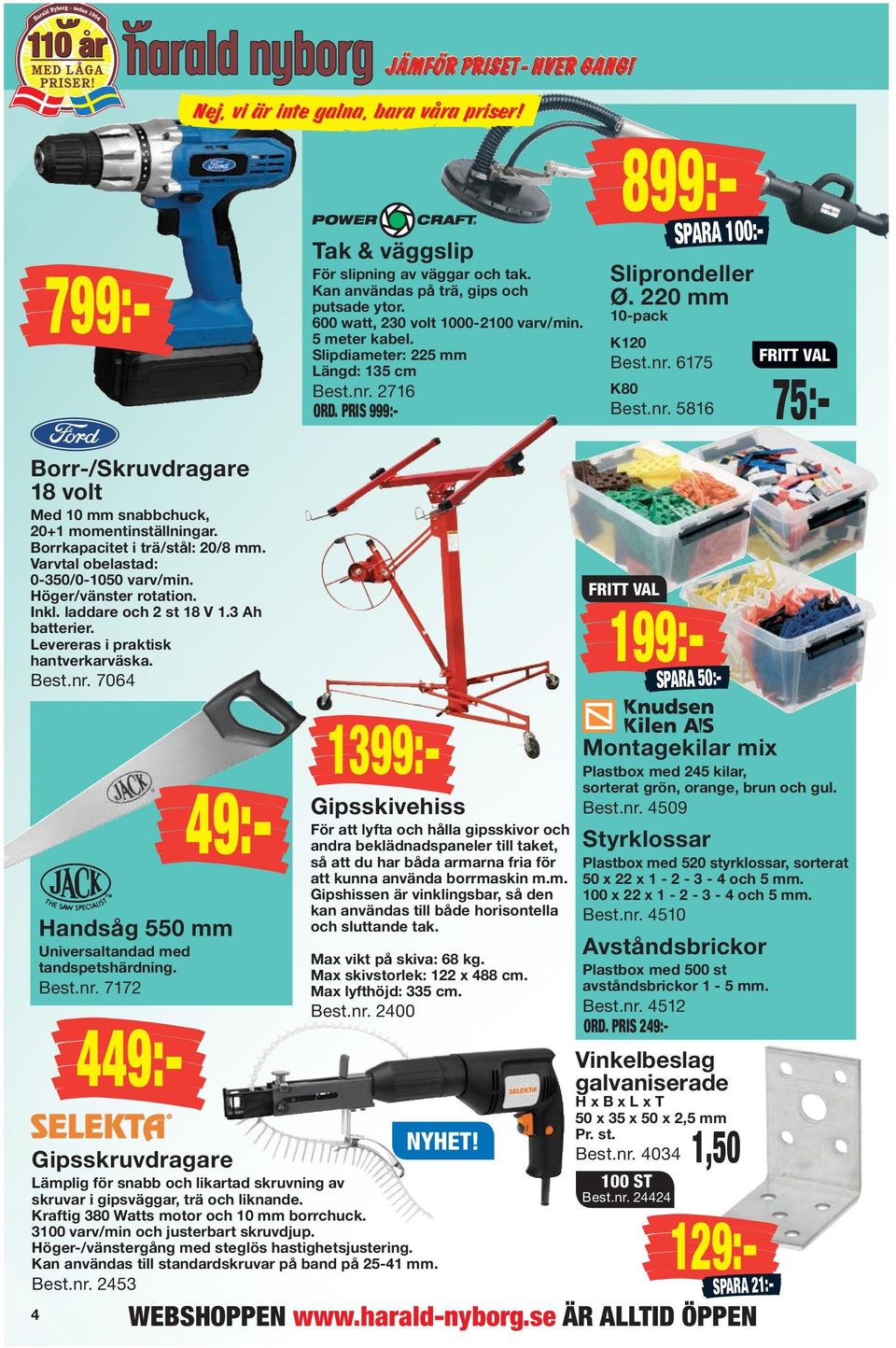 Borrkapacitet i trä/stål: 20/8 mm. Varvtal obelastad: 0-350/0-1050 varv/min. Höger/vänster rotation. Inkl. laddare och 2 st 18 V 1.3 Ah batterier. Levereras i praktisk hantverkarväska. Best.nr.