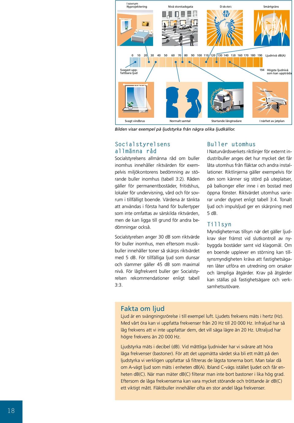 Socialstyrelsens allmänna råd Socialstyrelsens allmänna råd om buller inomhus innehåller riktvärden för exempelvis miljökontorens bedömning av störande buller inomhus (tabell 3:2).