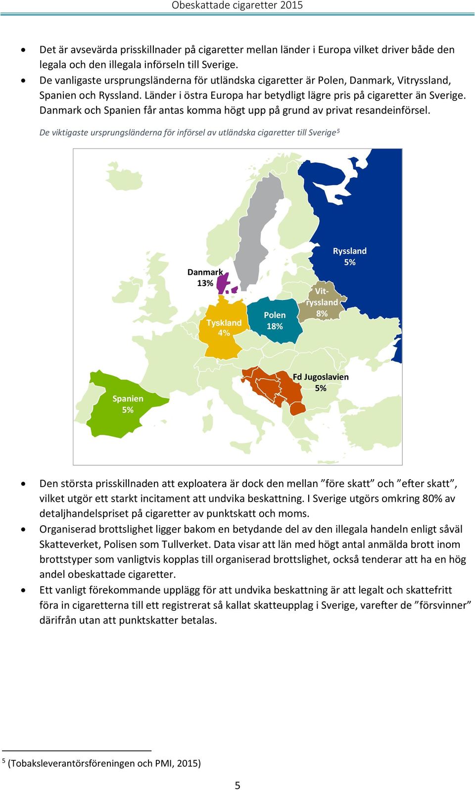 Danmark och Spanien får antas komma högt upp på grund av privat resandeinförsel.