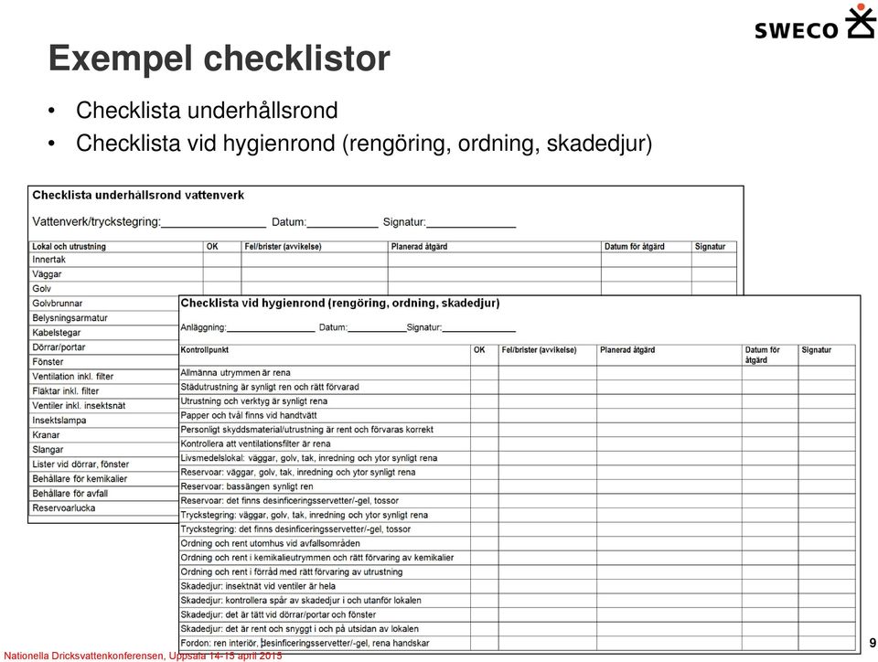 Checklista vid hygienrond