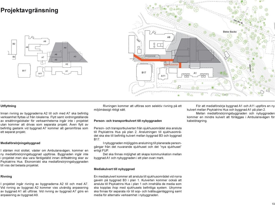 Även flytt av befintlig gastank vid byggnad A7 kommer att genomföras som ett separat projekt.