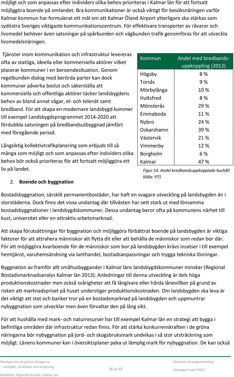 kommunikationscentrum. För effektivare transporter av råvaror och livsmedel behöver även satsningar på spårbunden och vägbunden trafik genomföras för att utveckla livsmedelsnäringen.