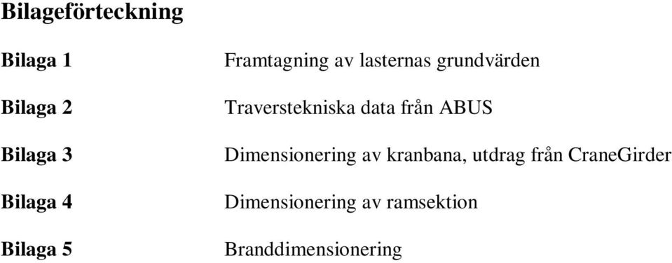 Traverstekniska data från ABUS Dimensionering av