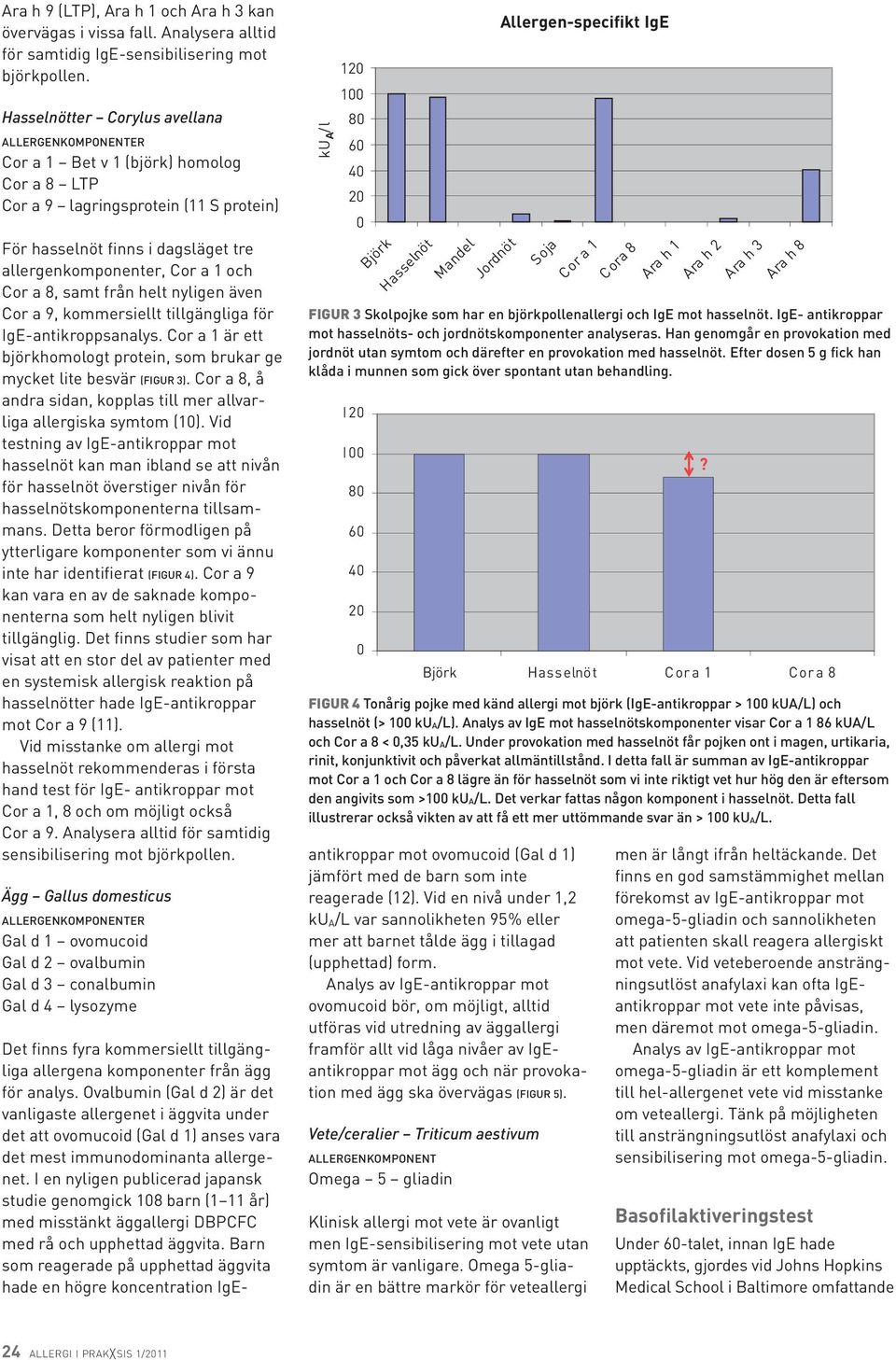 och Cor a 8, samt från helt nyligen även Cor a 9, kommersiellt tillgängliga för IgE-antikroppsanalys. Cor a 1 är ett björkhomologt protein, som brukar ge mycket lite besvär (figur 3).