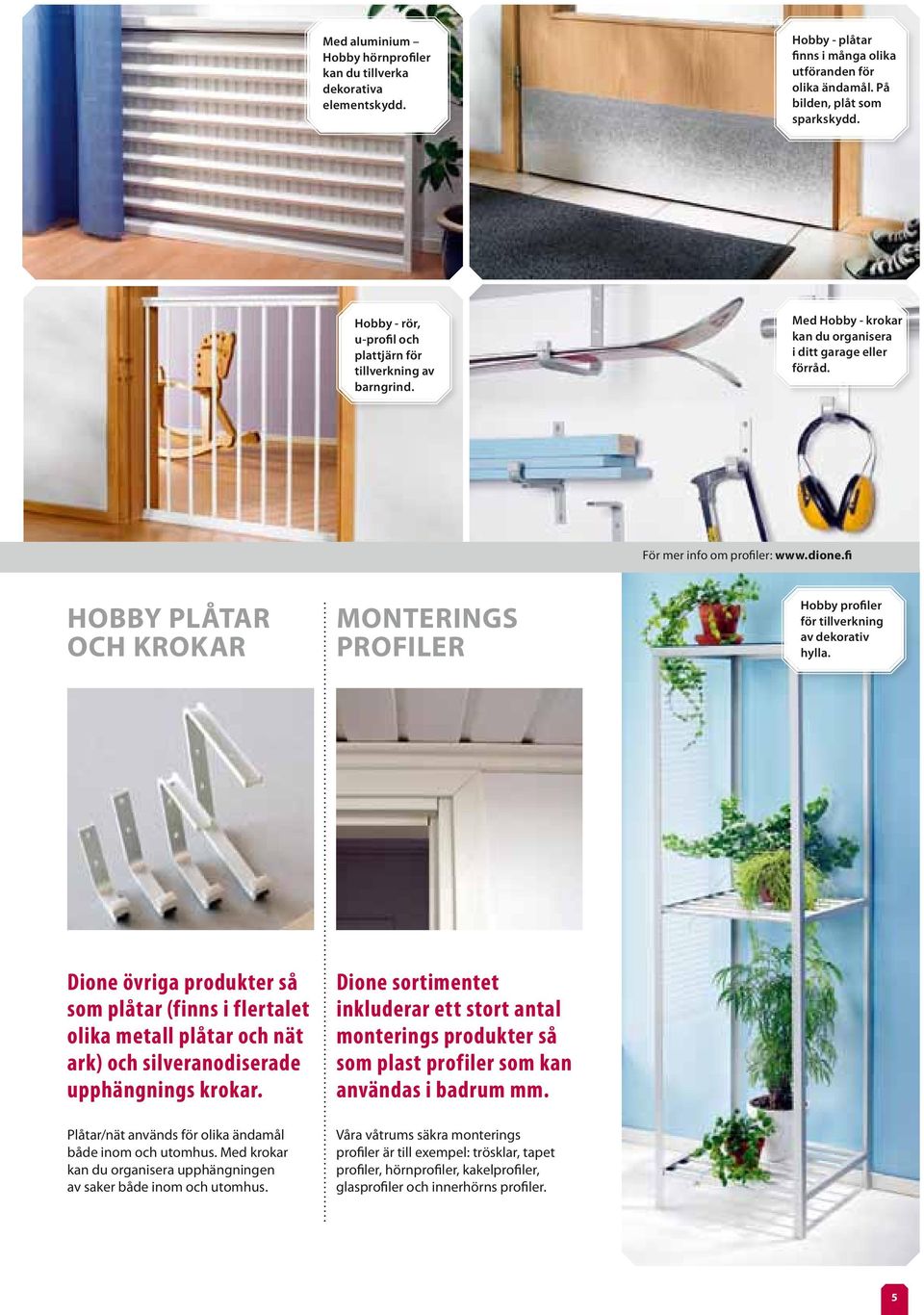fi Hobby plåtar och krokar Monterings profiler Hobby profiler för tillverkning av dorativ hylla.