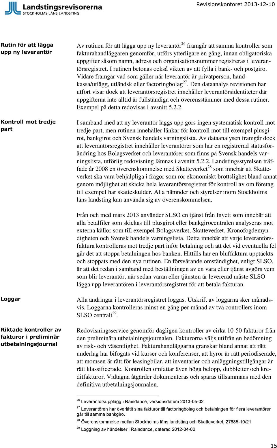 Vidare framgår vad som gäller när leverantör är privatperson, handkassa/utlägg, utländsk eller factoringbolag 27.