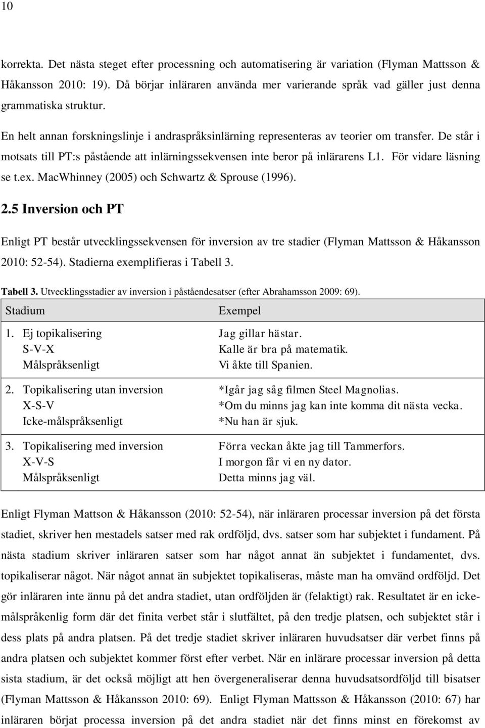 De står i motsats till PT:s påstående att inlärningssekvensen inte beror på inlärarens L1. För vidare läsning se t.ex. MacWhinney (2005) och Schwartz & Sprouse (1996). 2.