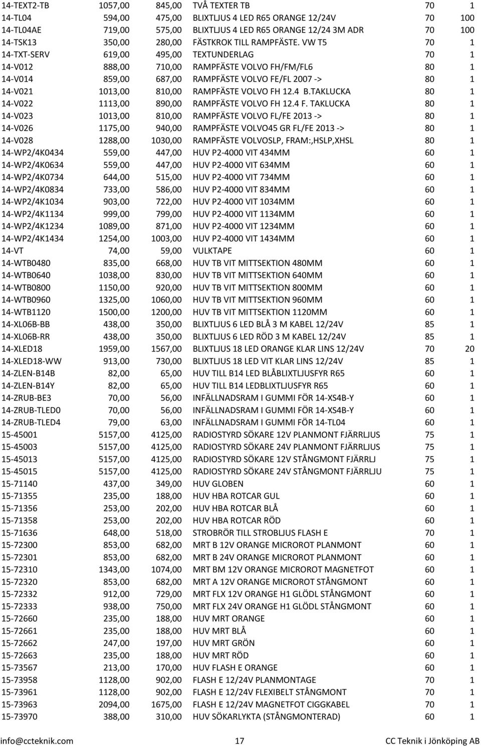 VW T5 70 1 14-TXT-SERV 619,00 495,00 TEXTUNDERLAG 70 1 14-V012 888,00 710,00 RAMPFÄSTE VOLVO FH/FM/FL6 80 1 14-V014 859,00 687,00 RAMPFÄSTE VOLVO FE/FL 2007 -> 80 1 14-V021 1013,00 810,00 RAMPFÄSTE