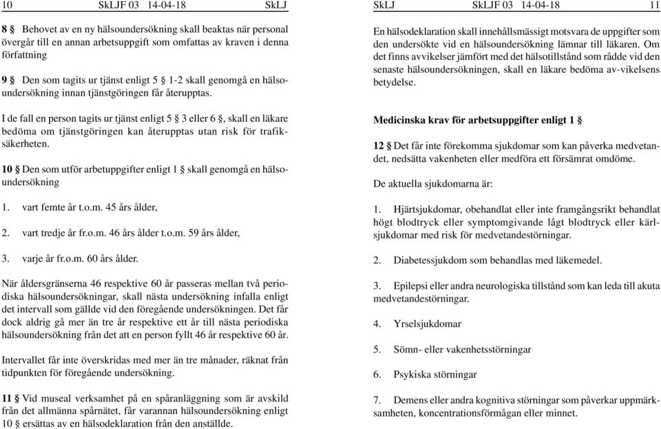 I de fall en person tagits ur tjänst enligt 5 3 eller 6, skall en läkare bedöma om tjänstgöringen kan återupptas utan risk för trafiksäkerheten.