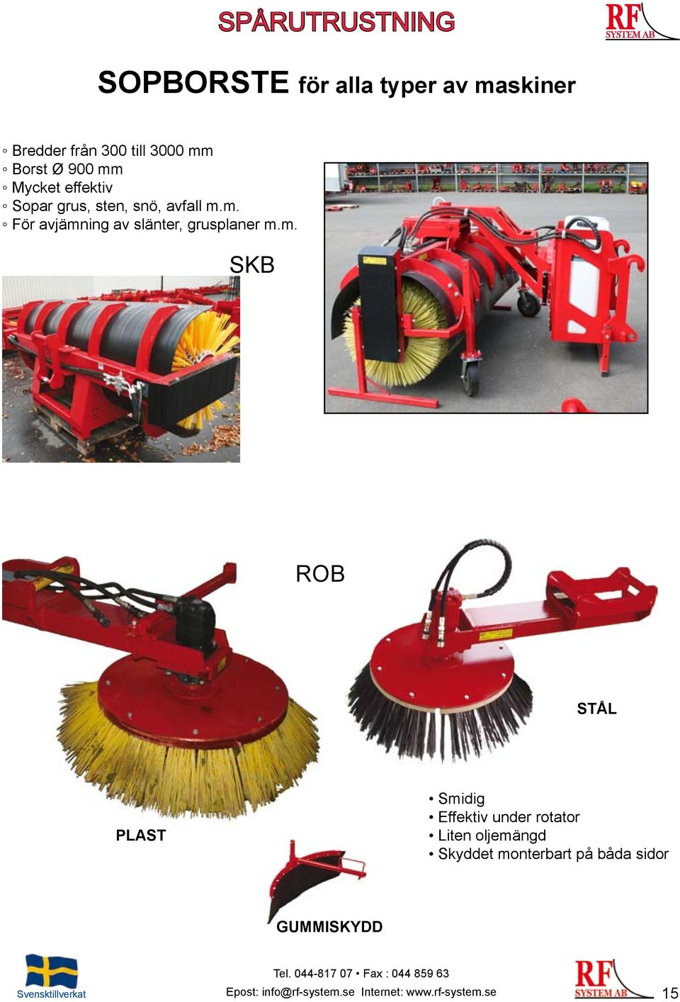 m. För avjämning av slänter, grusplaner m.m. SKB ROB STÅL PLAST Smidig Effektiv under rotator