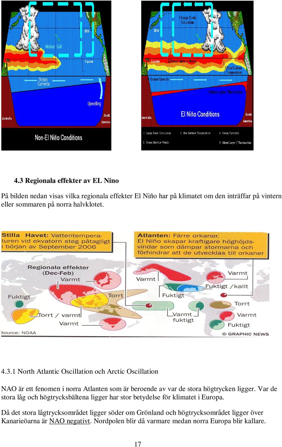 1 North Atlantic Oscillation och Arctic Oscillation NAO är ett fenomen i norra Atlanten som är beroende av var de stora högtrycken ligger.