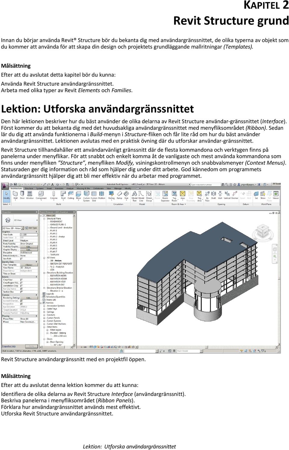 Arbeta med olika typer av Revit Elements och Families.