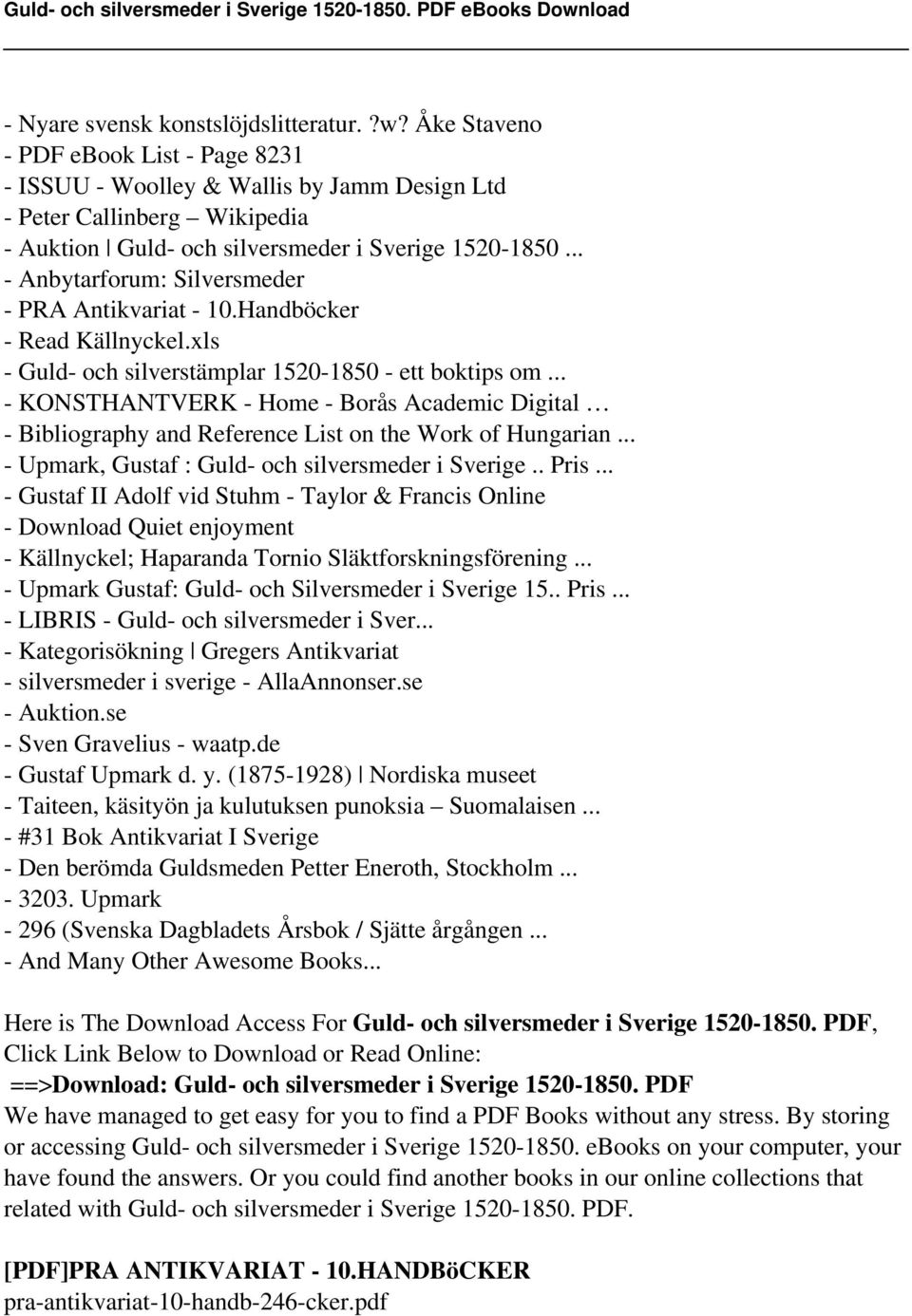 .. - Anbytarforum: Silversmeder - PRA Antikvariat - 10.Handböcker - Read Källnyckel.xls - Guld- och silverstämplar 1520-1850 - ett boktips om.