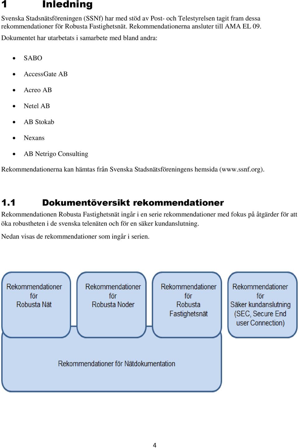 Dokumentet har utarbetats i samarbete med bland andra: SABO AccessGate AB Acreo AB Netel AB AB Stokab Nexans AB Netrigo Consulting Rekommendationerna kan hämtas från