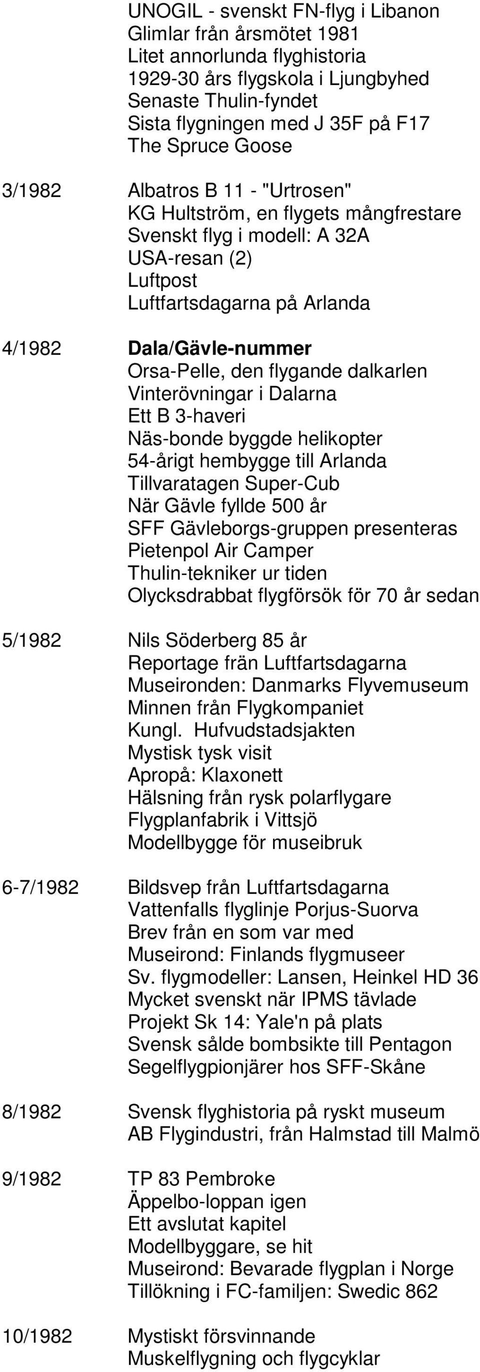 flygande dalkarlen Vinterövningar i Dalarna Ett B 3-haveri Näs-bonde byggde helikopter 54-årigt hembygge till Arlanda Tillvaratagen Super-Cub När Gävle fyllde 500 år SFF Gävleborgs-gruppen