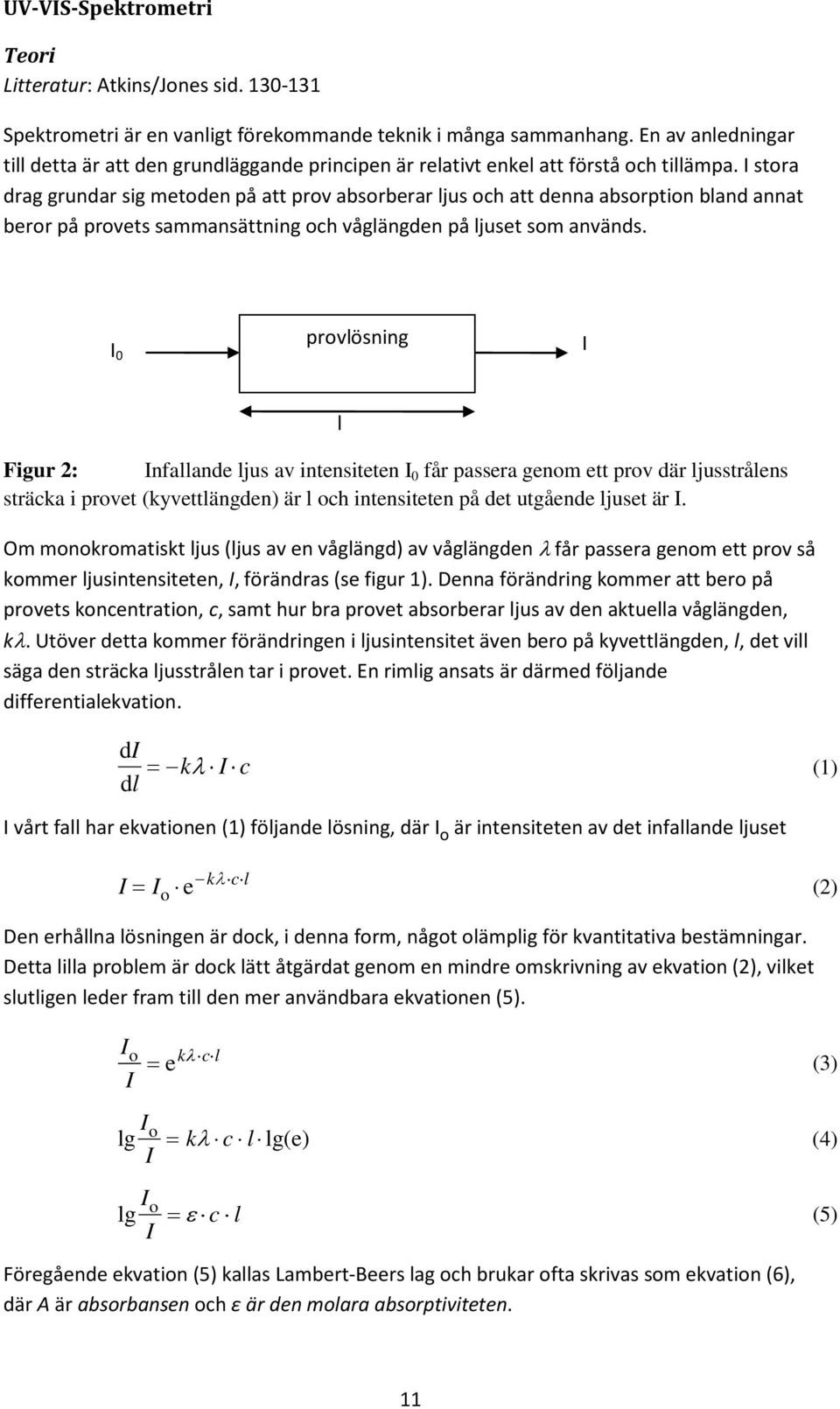 I stora drag grundar sig metoden på att prov absorberar ljus och att denna absorption bland annat beror på provets sammansättning och våglängden på ljuset som används.