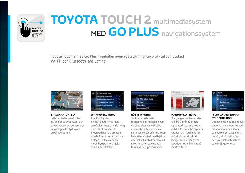 Wi-Fi-ANSLUTNING Använd Toyotas onlinetjänster med hjälp av trådlös hotspotanslutning.