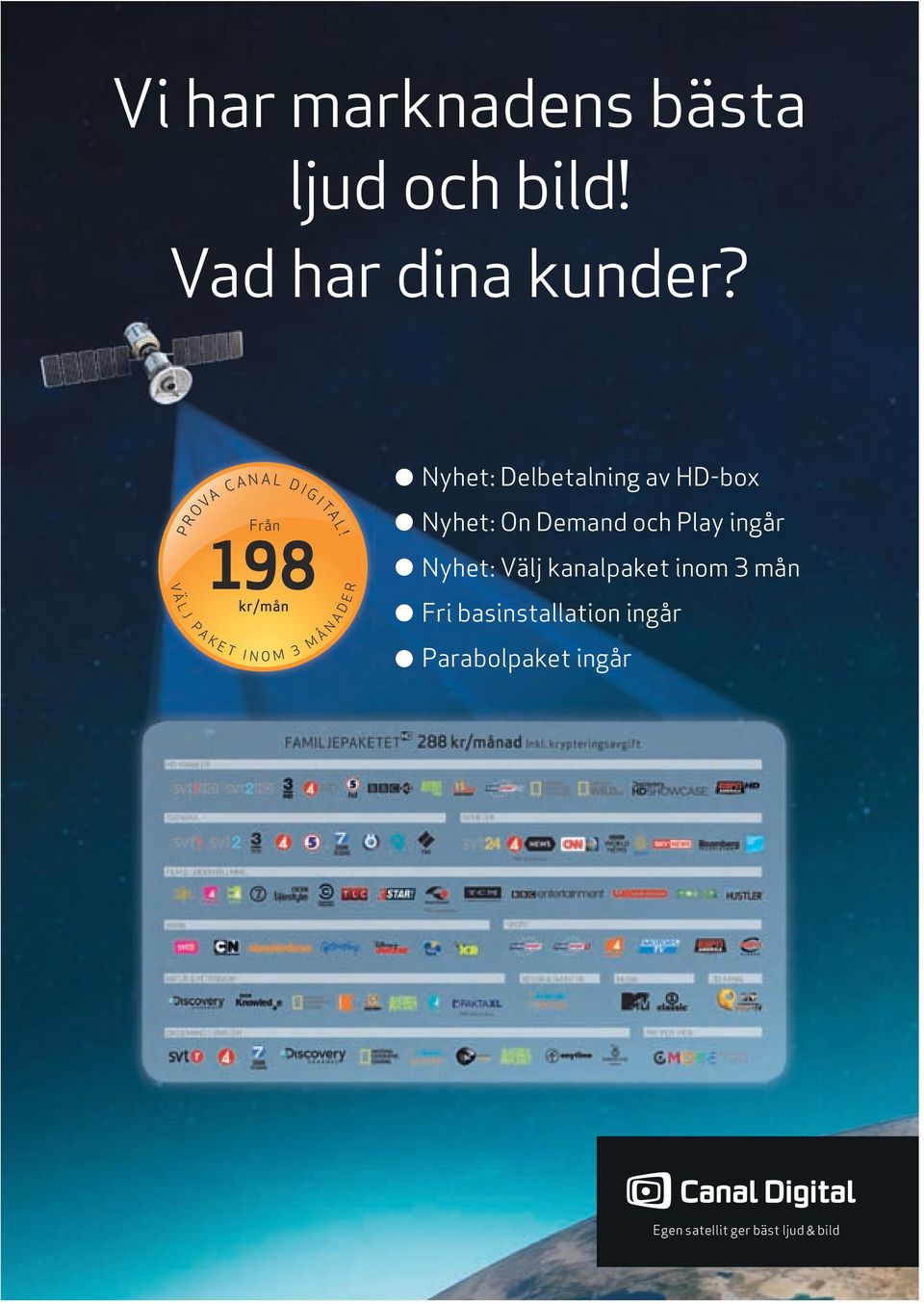 V Ä L Från 198 kr/mån P R OVA J P A K E T C A N A L I N O M D I G I TA L 3 M Å N A D E R!