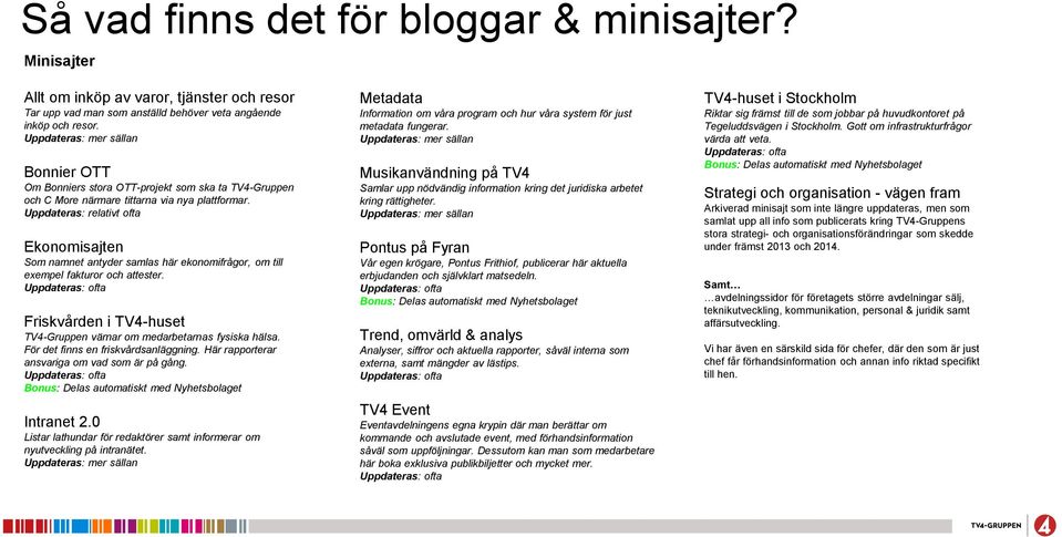 Uppdateras: relativt ofta Ekonomisajten Som namnet antyder samlas här ekonomifrågor, om till exempel fakturor och attester.