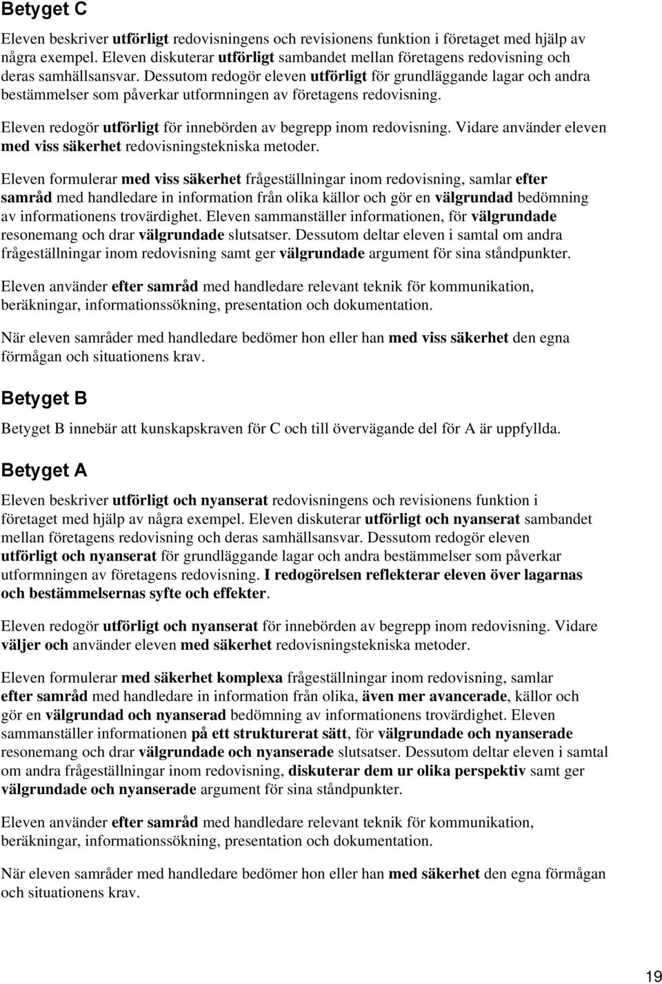 Dessutom redogör eleven utförligt för grundläggande lagar och andra bestämmelser som påverkar utformningen av företagens redovisning.