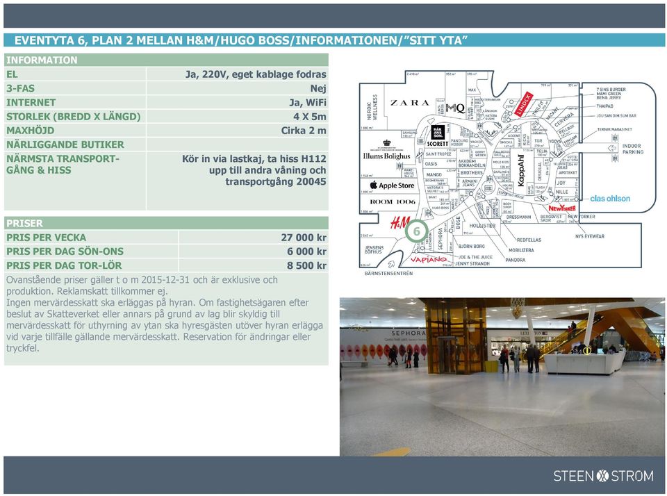 hiss H112 upp till andra våning och transportgång 20045 PRIS