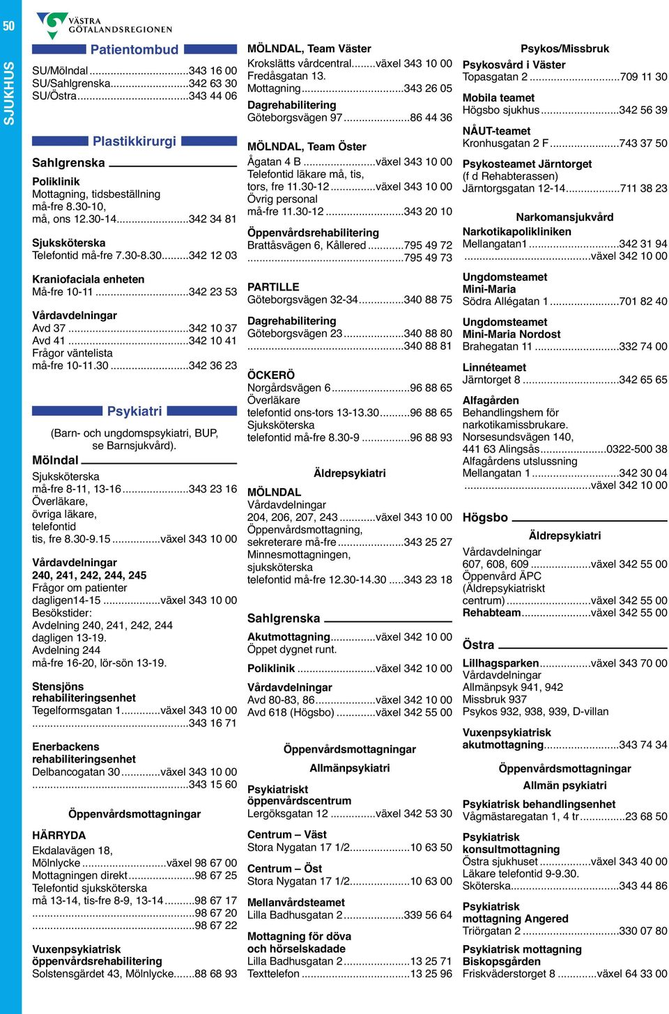 ..växel 343 10 00 Övrig personal må-fre 11.30-12...343 20 10 Öppenvårdsrehabilitering Brattåsvägen 6, Kållered...795 49 72...795 49 73 Psykos/Missbruk Psykosvård i Väster Topasgatan 2.