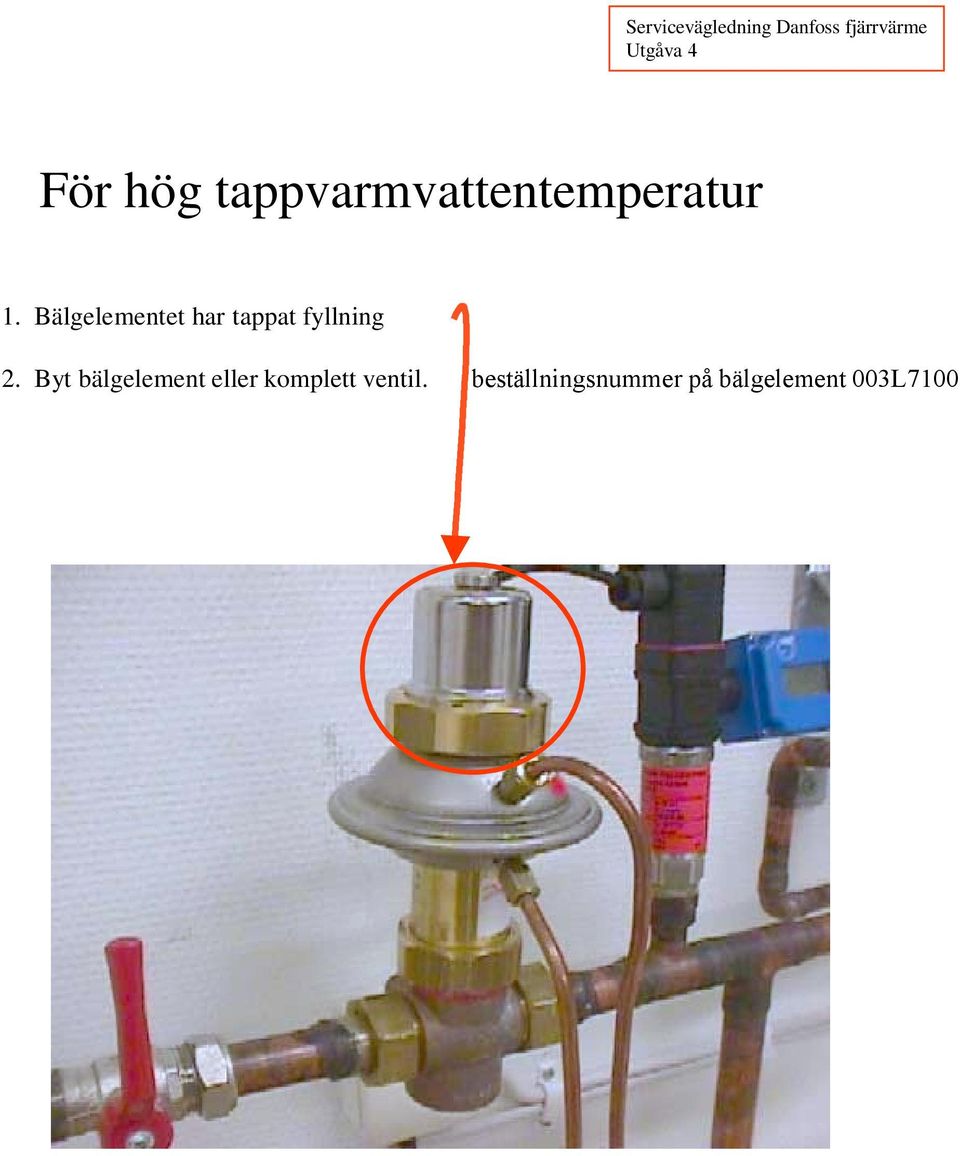 Byt bälgelement eller komplett ventil.