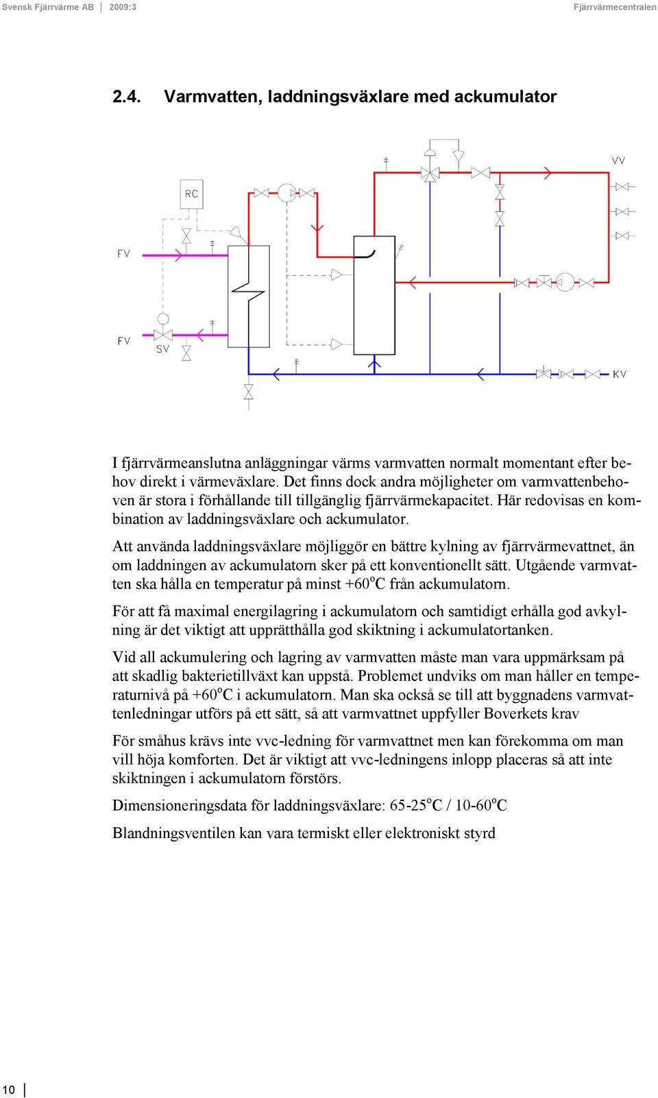 Att använda laddningsväxlare möjliggör en bättre kylning av fjärrvärmevattnet, än om laddningen av ackumulatorn sker på ett konventionellt sätt.