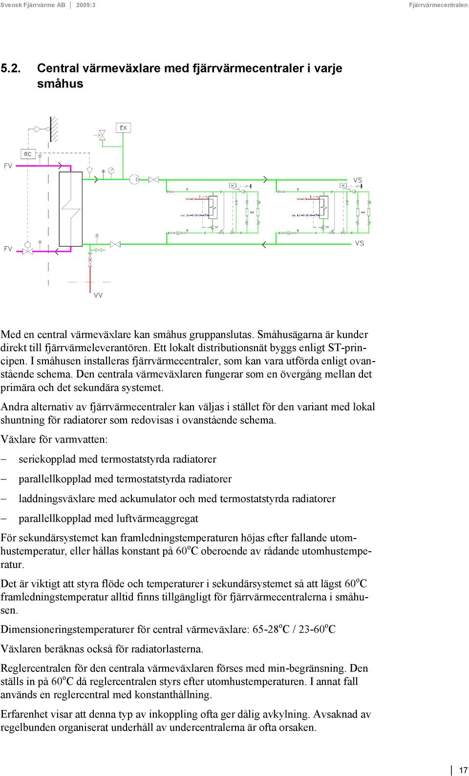 Den centrala värmeväxlaren fungerar som en övergång mellan det primära och det sekundära systemet.