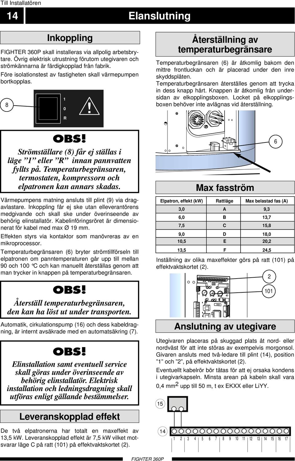 8 Återställning av temperaturbegränsare Temperaturbegränsaren (6) är åtkomlig bakom den mittre frontluckan och är placerad under den inre skyddsplåten.