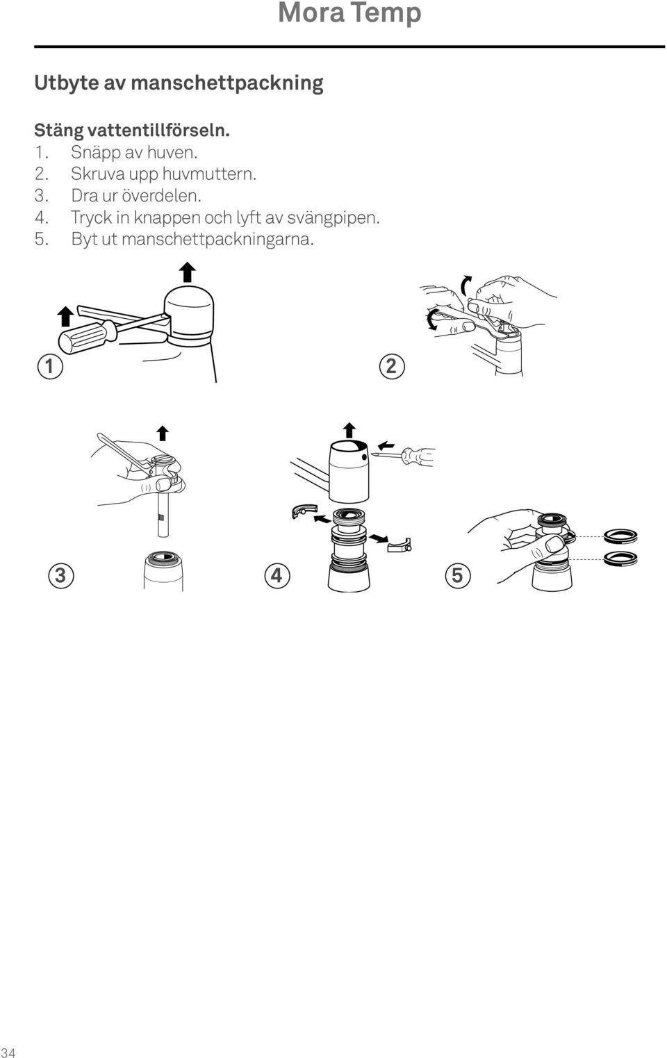 Dra ur överdelen. 4.
