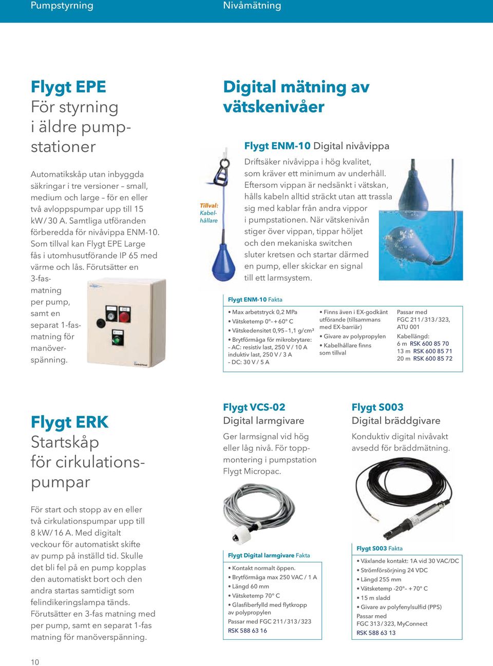 Förutsätter en 3-fasmatning per pump, samt en separat 1-fasmatning för manöverspänning.