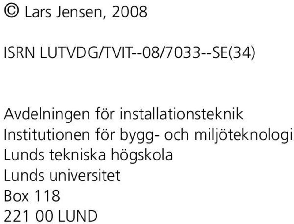 installationsteknik Institutionen för bygg-