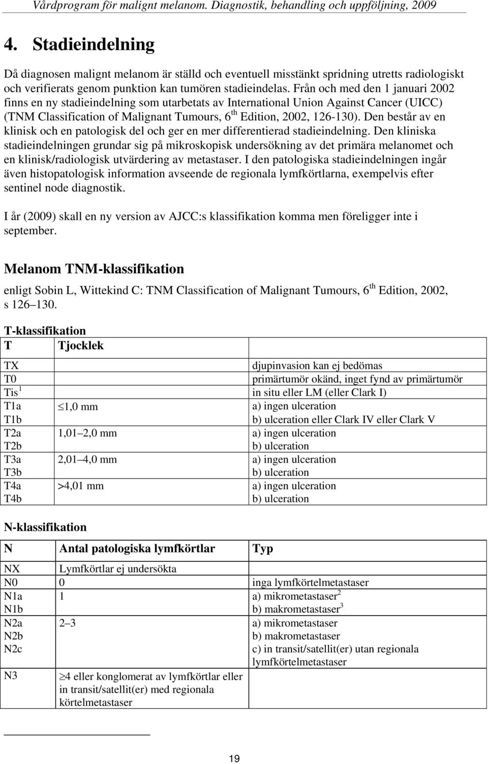 Den består av en klinisk och en patologisk del och ger en mer differentierad stadieindelning.