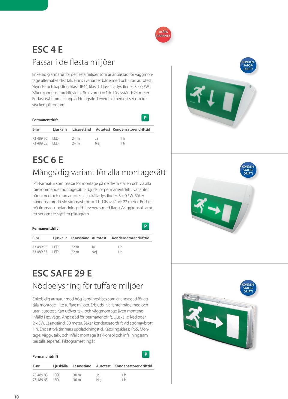 Levereras med ett set om tre stycken piktogram. KONDEN- SATOR- DRIFT!