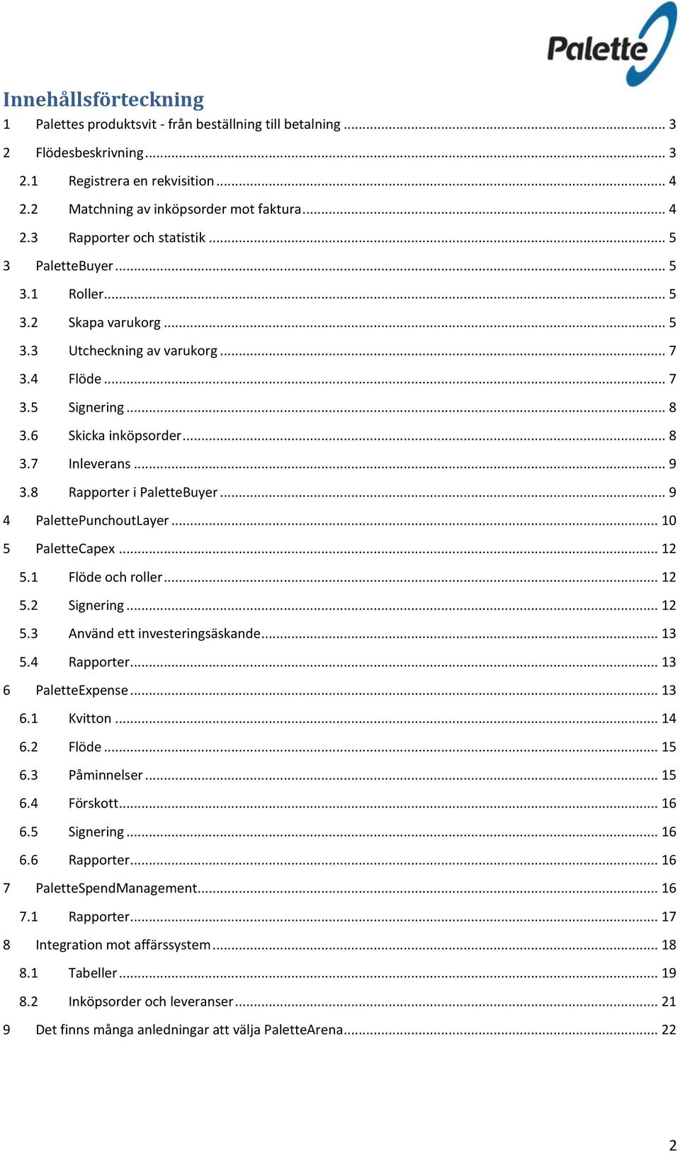 8 Rapporter i PaletteBuyer... 9 4 PalettePunchoutLayer... 10 5 PaletteCapex... 12 5.1 Flöde och roller... 12 5.2 Signering... 12 5.3 Använd ett investeringsäskande... 13 5.4 Rapporter.