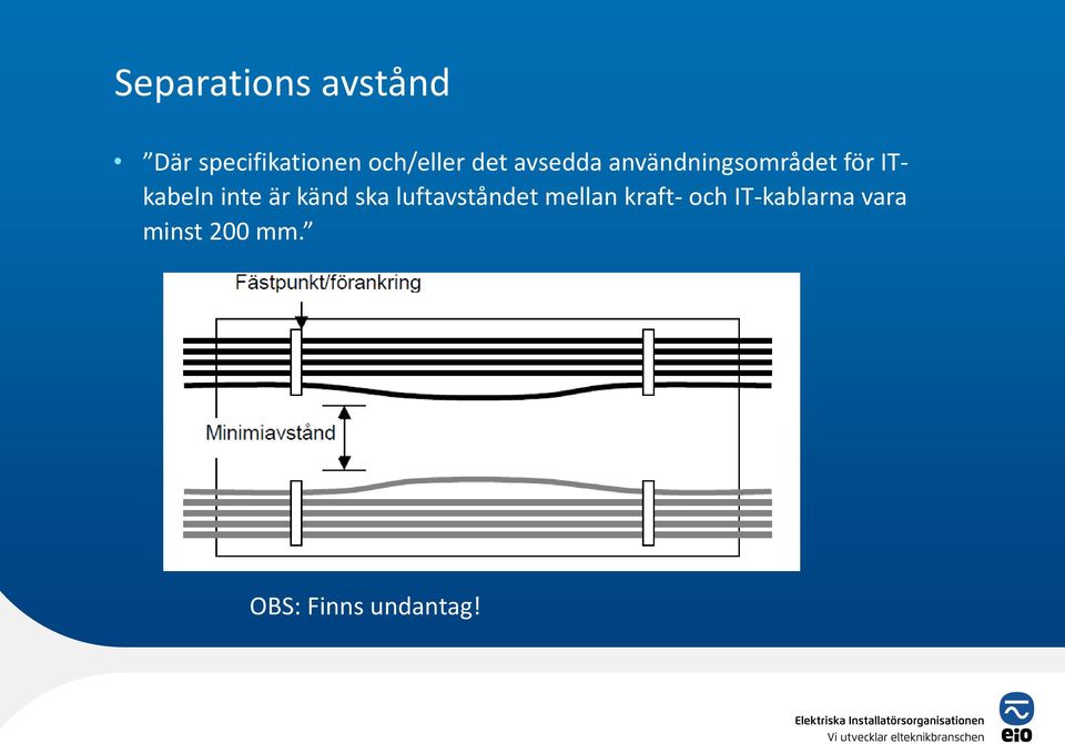 ITkabeln inte är känd ska luftavståndet mellan