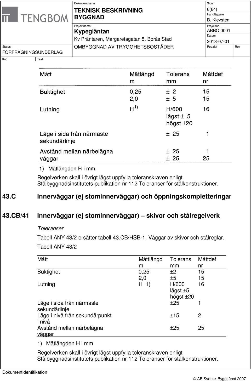 Väggar av skivor och stålreglar.