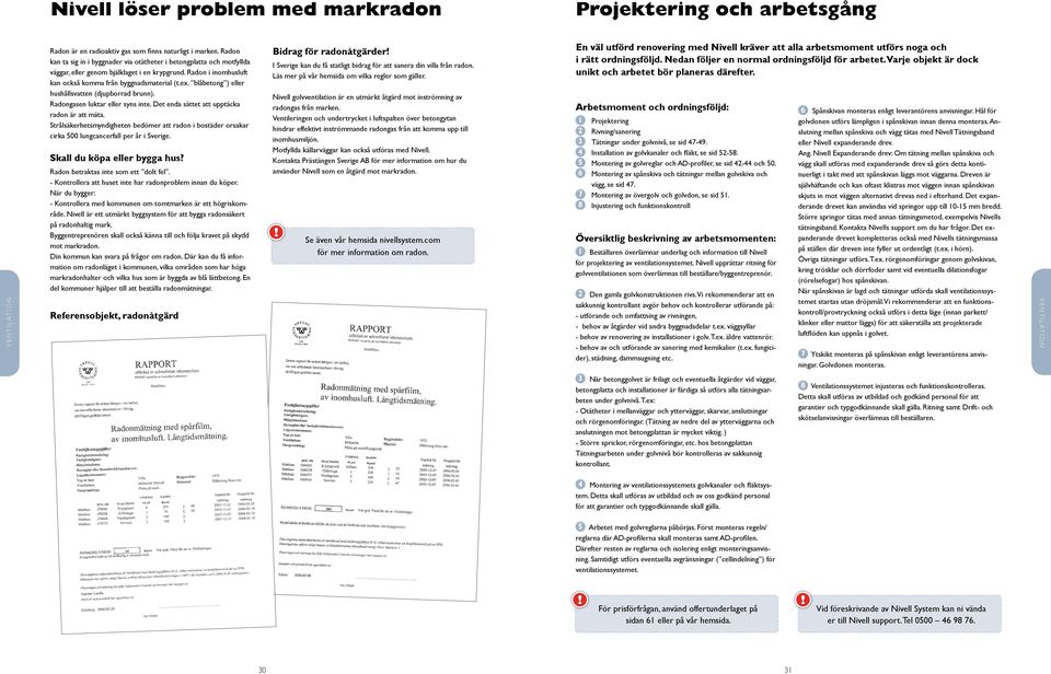 blåbetong ) eller hushållsvatten (djupborrad brunn). Radongasen luktar eller syns inte. Det enda sättet att upptäcka radon är att mäta.