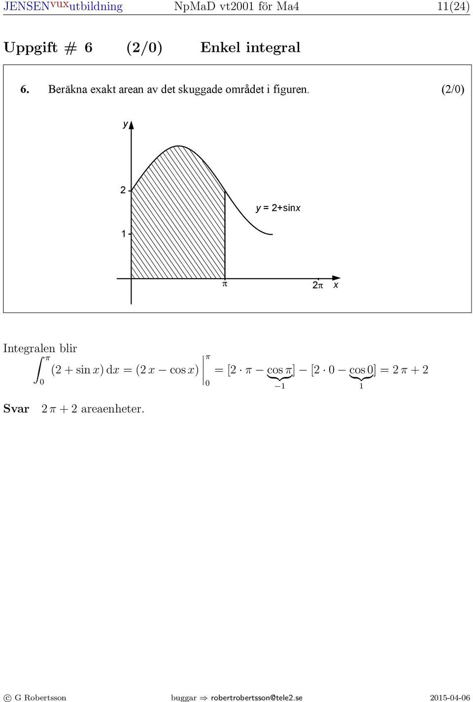 A = f () a b c B Teckna med hjälp av integral ett uttrck för a) A Endast svar fordras (/) b) B A Endast svar fordras (/) a) I intervallet från a till b är f() övre funktion och linjen = undre