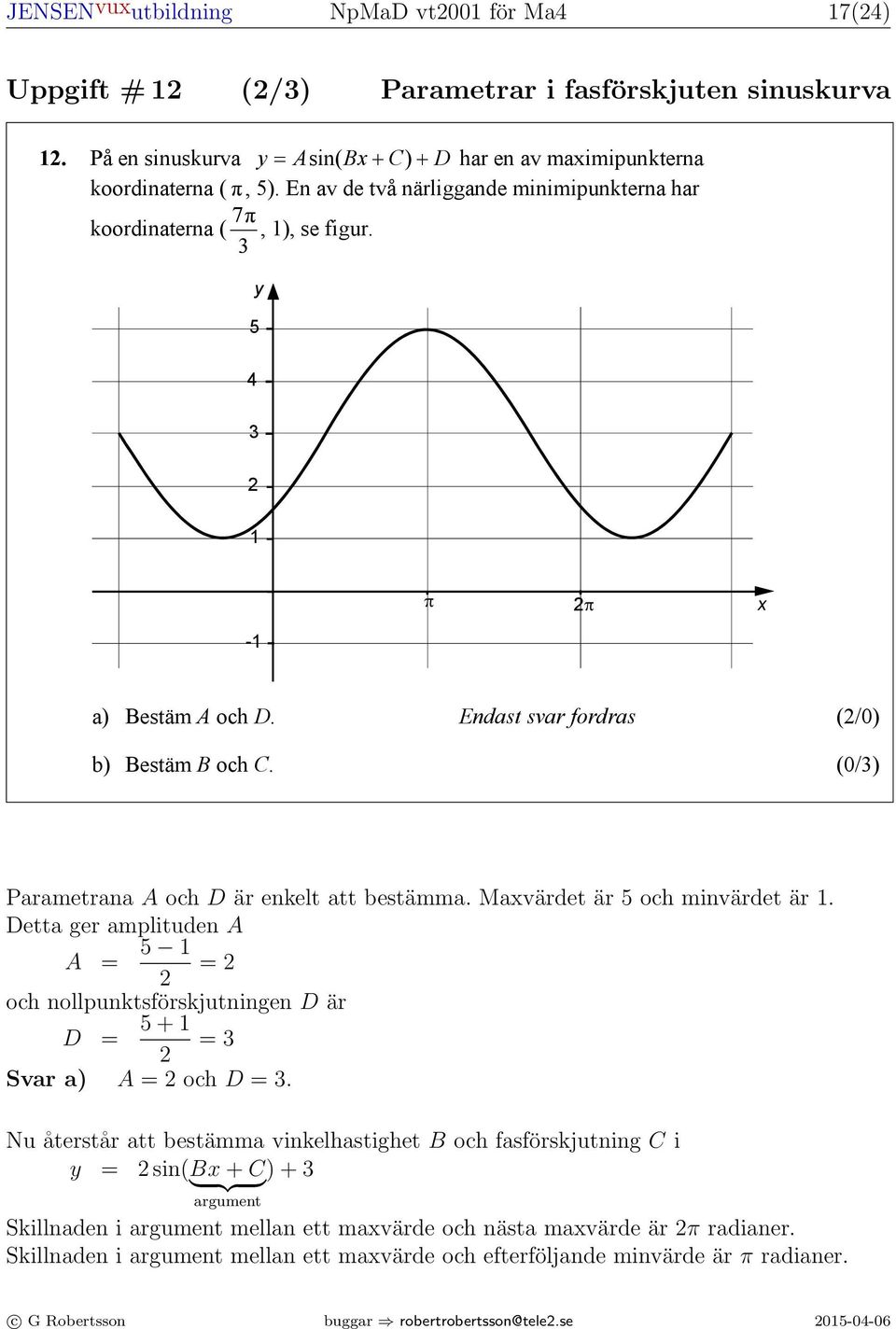 C i = sin( 4 + C) + Använd koordinaten för mapunkten (, 5).